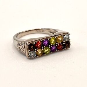 Multi-Gemstone Ring in Stainless Steel